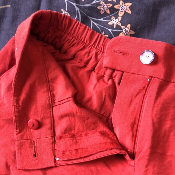 Loft Pleated Trouser High Waisted Shorts in Orange - Picture 3 of 6